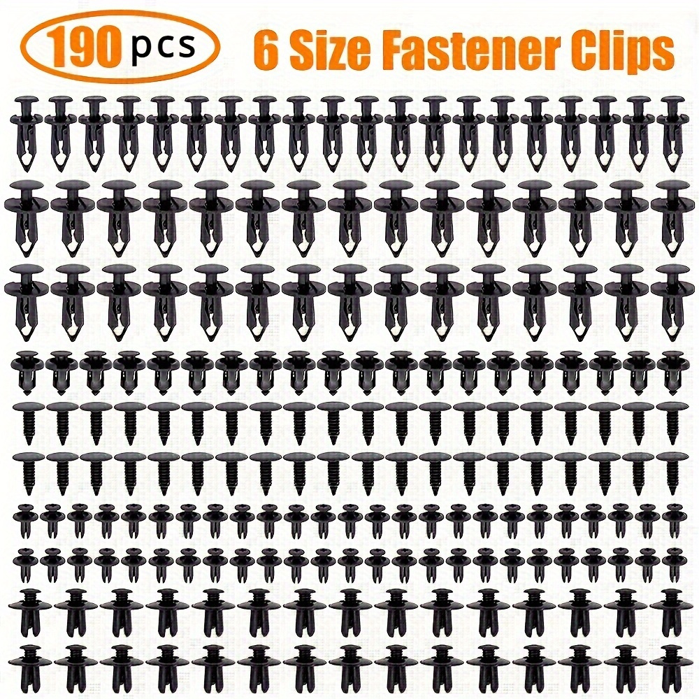 TEMU 190pcs Car Retainer Clips Kit- 6 Sizes, Durable Plastic Fasteners For Secure Trim Panel& Bumper Attachment, , Versatile Use For Trucks& Motorcycles, Car Clips