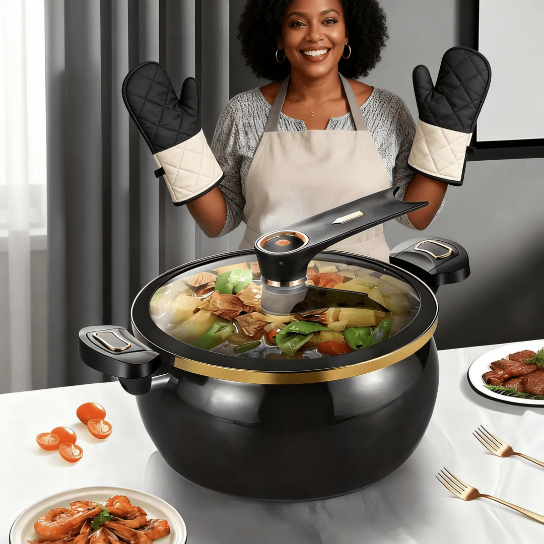 TEMU (12pcs Component 1pc Pack) Large-capacity Soup Pot With Twist-lock Handle For Quick Cooking, Pot 0.79 Gallons/ 2.19 Gallons Cooking Pot, Gas