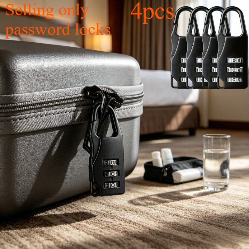 TEMU 4pcs 3-digit Combination Locks, Suitable For Suitcases, Backpacks, Handbags, Carry-on Bags And Other Anti-theft Gadgets, Compact And Portable,