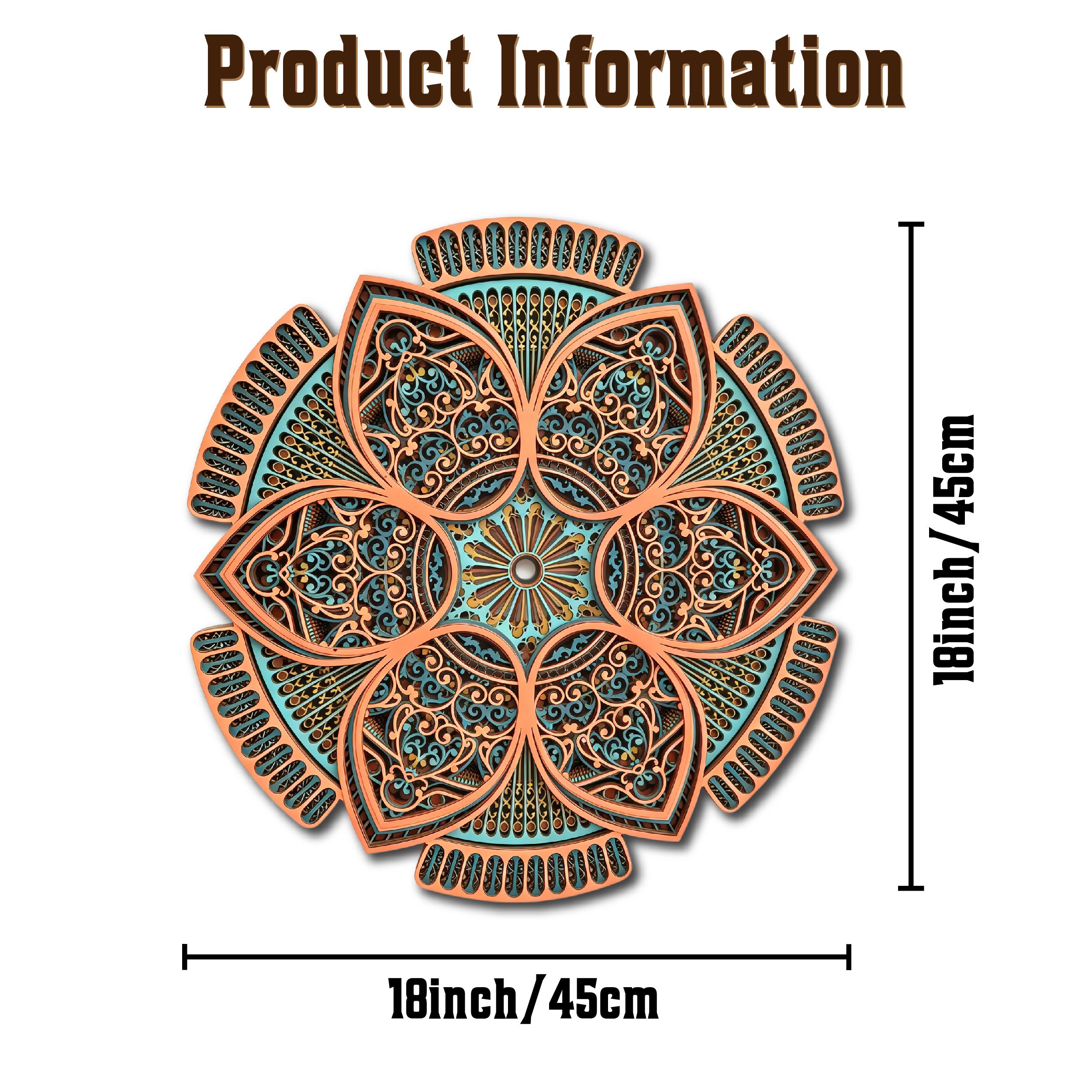 Image of 18 Inch 8-layer 3d Layered Laser Cut Mandala Wood Wall Decor, Bohemian 3d Lotus Flower Wall Art, Spiritual Geometry Hanging Decoration For Meditation Room Home Office