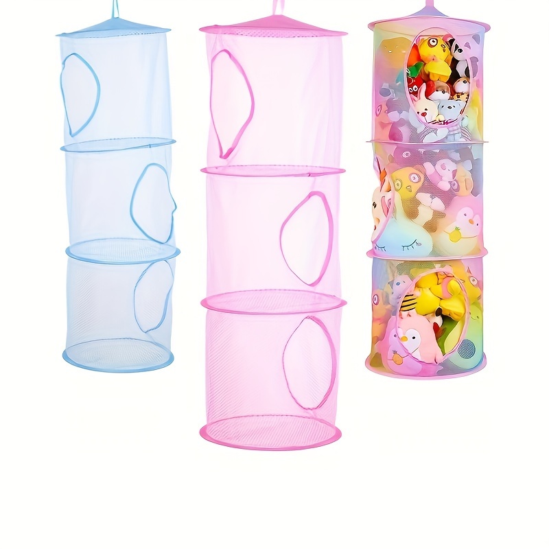 three layer foldable hanging net storage basket suitable for toys clothes socks underwear bath towels breathable plastic suitable for   room types and stores Product details 0