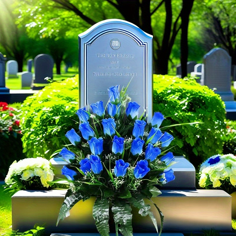 

Beautiful Artificial Roses, 1 Bunch Of 24 Flowers, Cemeteries, Funeral Homes, And Memorials Of