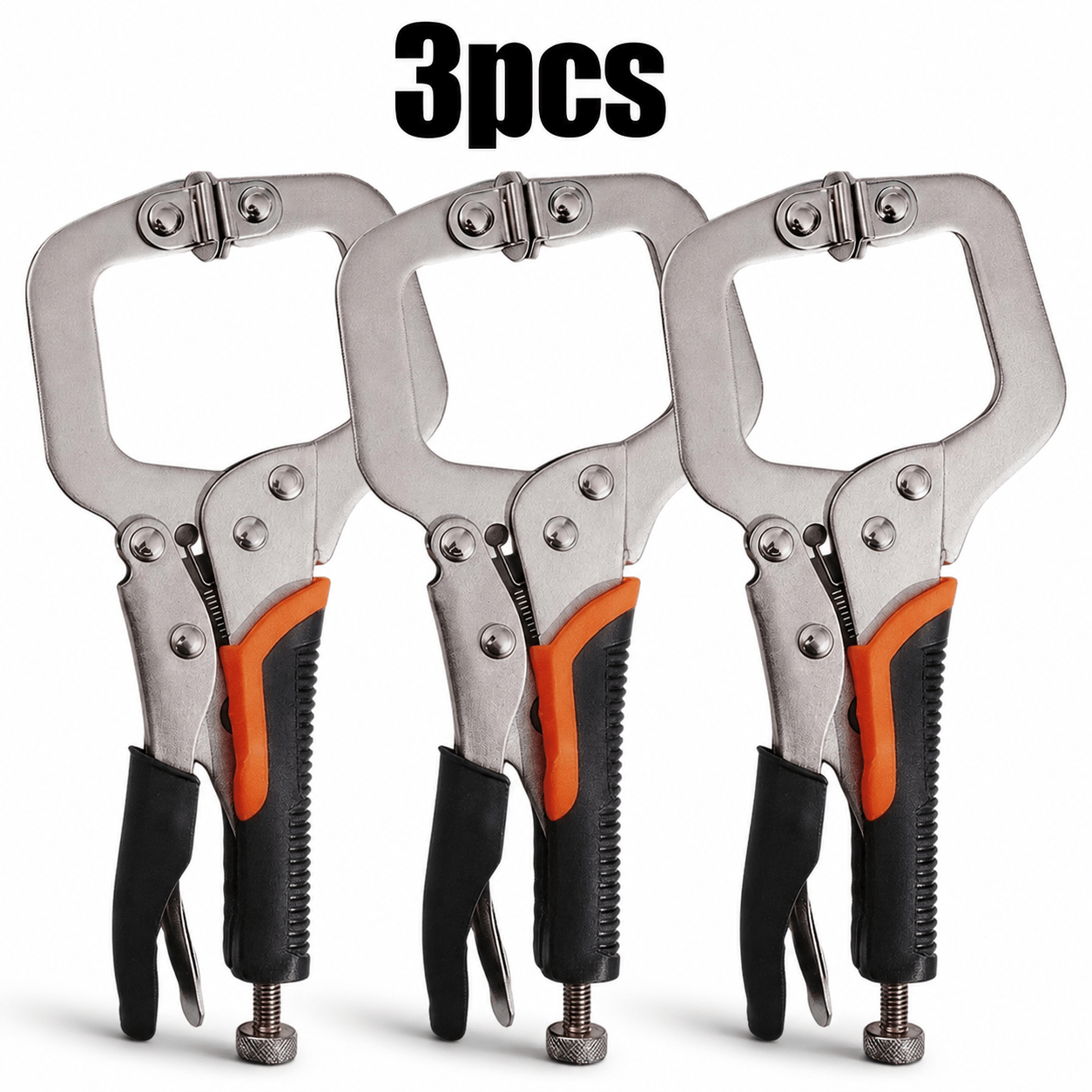 TEMU 3pcs Set Heavy-duty Round-mouth Locking Pliers 6-inch Adjustable Round-nose Locking Clamp High-carbon Steel Non-slip Handle Welding Fixture
