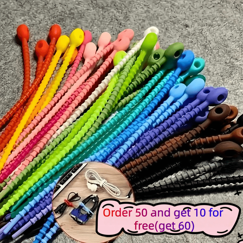 TEMU Order 50, Free. 60 Reusable Cable Organizers, Cable Ties | Bag Clips, Food Storage Clips, Diy Cable Organizers For Data Cables And Earphone