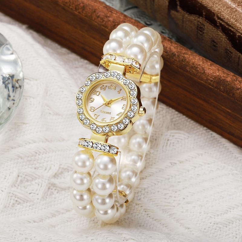 Double-row Elastic Stretch Flower-set Full-number Women's Wristwatch