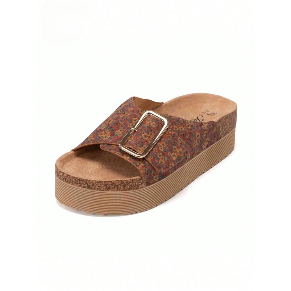 Women's Adjustable Mules & Clogs Sandals - Cork Platform Slippers With Thick Sole, Slip- Open-toe Beach Footwear Suitable For Summer, Casual, Poolside, And Casual Attire, Women Shoes