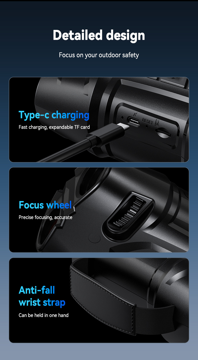 4k ultra hd   with 10  zoom and 2624ft range usb powered operation 2000mah rechargeable battery 2 8 inch ips screen 36v low light   ideal for hunting camping security enthusiasts compatible with usb ch Product details 7