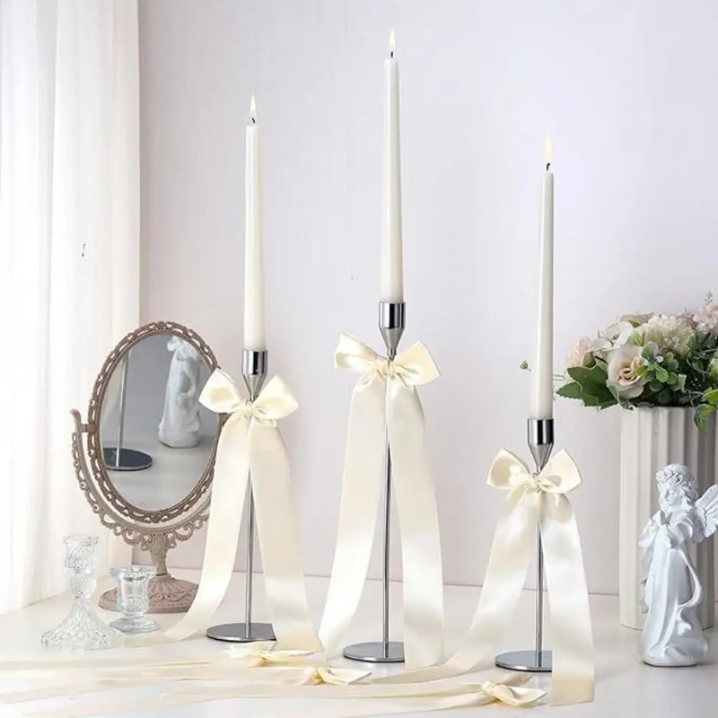 Candlestick Accessory Party Atmosphere Enhancer Elegant Candlestick Bow Decorations For Wedding Table Centerpieces For Candle