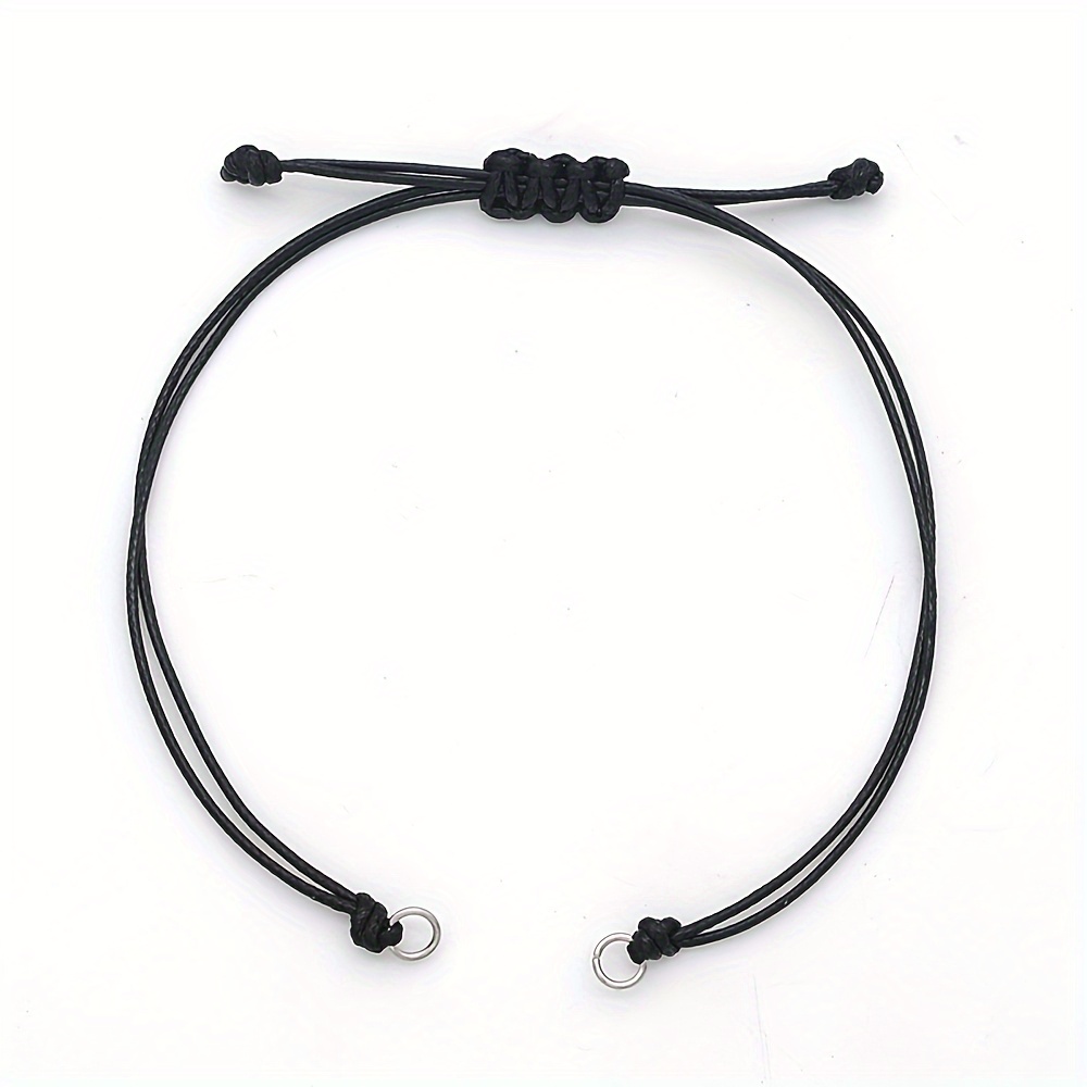 TEMU 50pcs Black Braided Wax Cords Bracelets With Golden & Silvery Accents - Adjustable Length 5.12~5.51inch