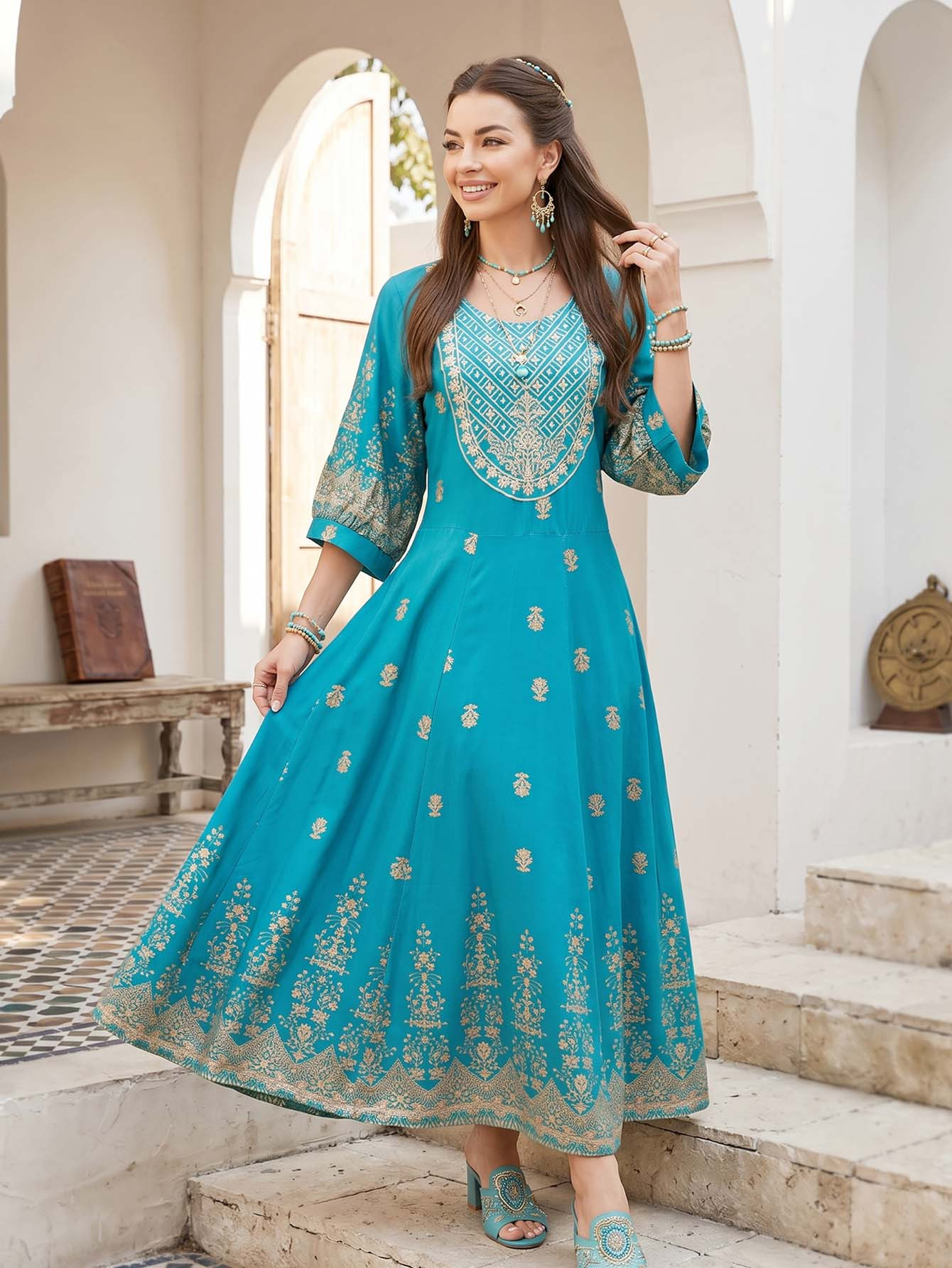 formal moroccan dress Gold Beaded Morrocan bridal moroccan kaftan: Elegant A-Line Satin Evening Dress with Front Slit, V-Neck, and Long Sleeves for Formal Parties and Proms