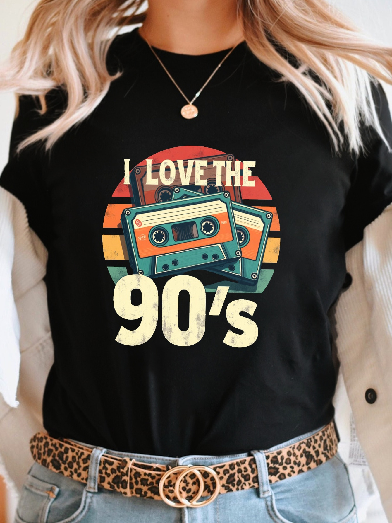 Maglietta Donna 'I Love The 90s' – Anni 90 Retro, Girocollo, Manica Corta, In Cotone E Poliestere, Per Feste A Tema E Costumi - 4