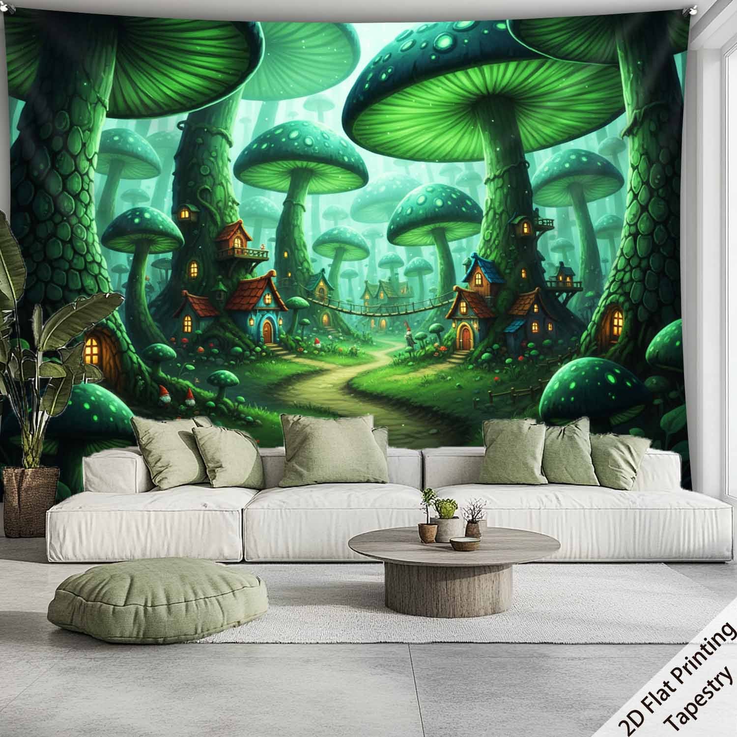 Tenture murale forêt champignons décoration murale hd_voghion.com