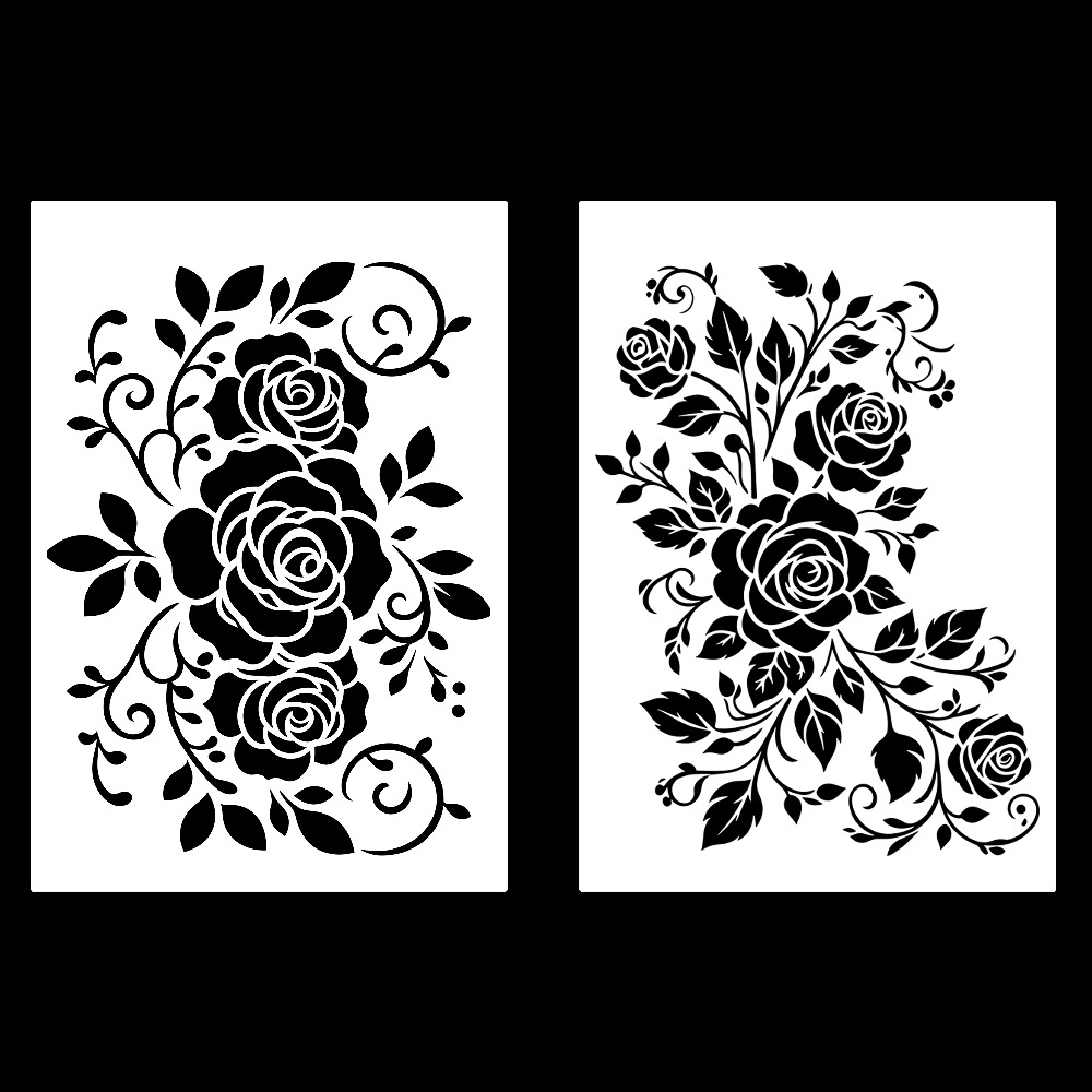 TEMU 2pcs Cake Piping Flower Molds, Rose Vine-shaped Hollow-out Templates, Pet Food-grade Material Cake Decorating Stencils, For Wedding And Birthday