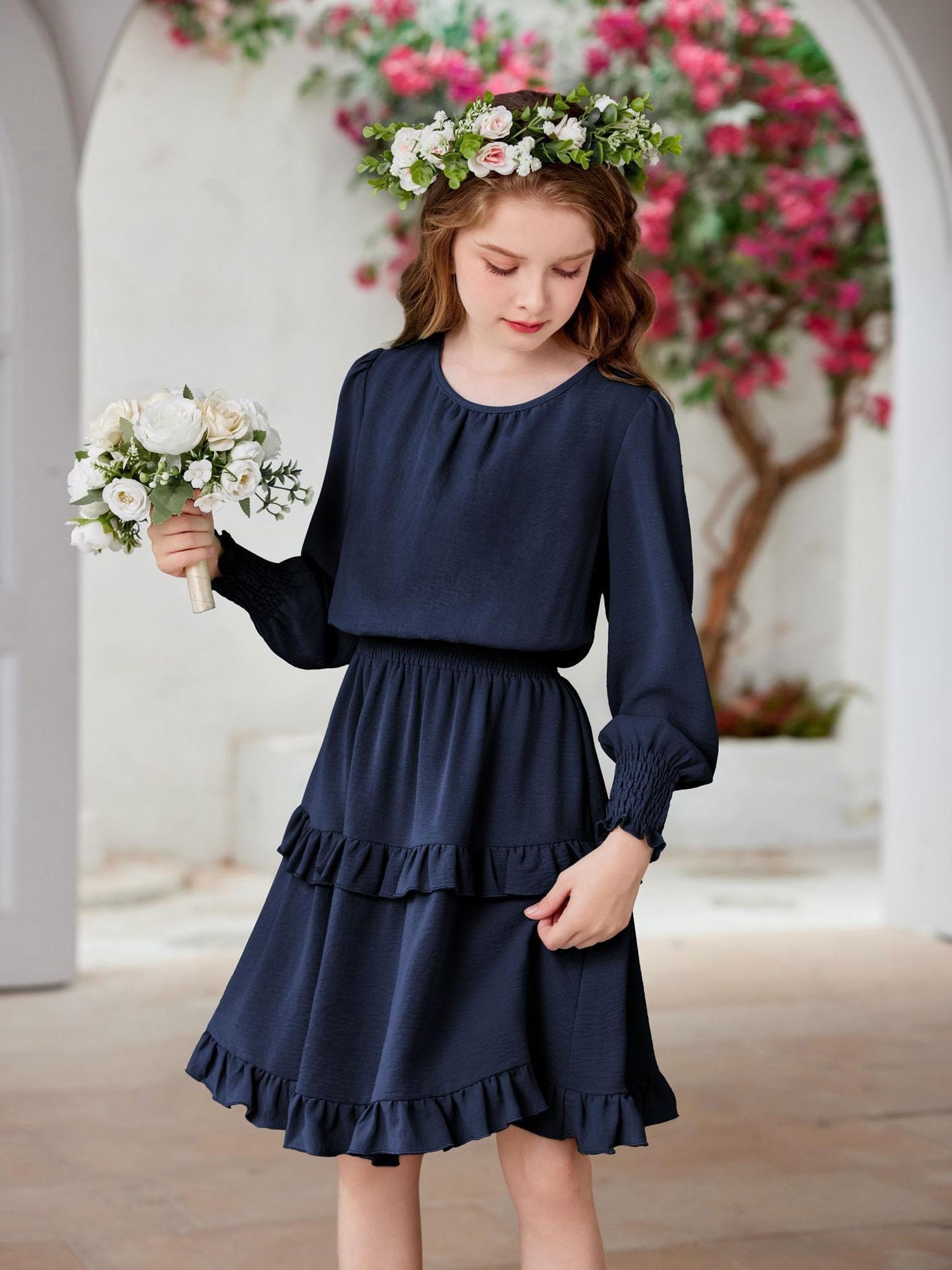 knee length dresses for ladies Girls: Harvest Bloom Brown Striped Midi Dress, (8/10) - The Mint Julep Boutique main image 1