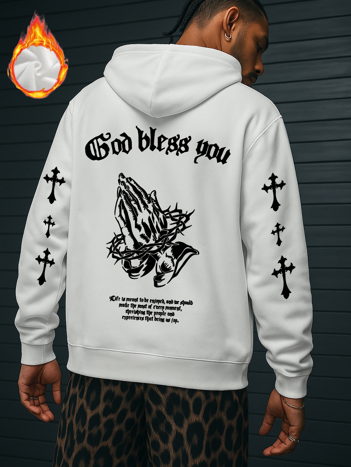 mens heavyweight hoodie black pullover sweatshirt with god   graphic loose fit hooded sweatshirt for fall winter casual streetwear for everyday special occasions ideal gift for men sweater hoodie autumn winter apparel comfortable clothing   print design durable fabric fall fashion urban style cozy material long sleeve   adults mens premium fleece sweatshirt jacket for ski layering mens fashion hoody white 0