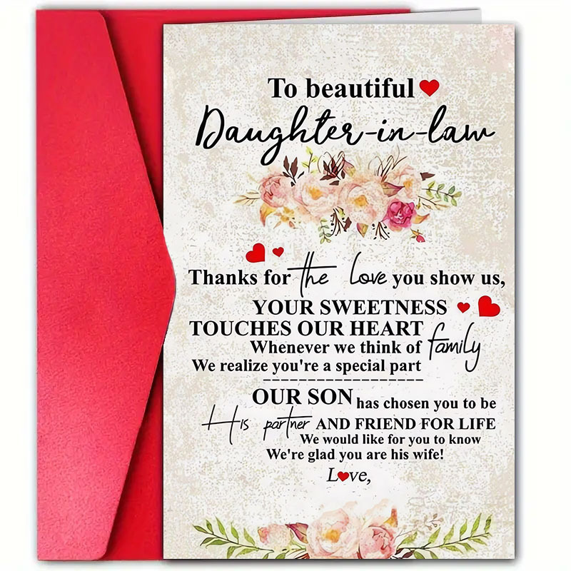 

1pc, "-in-law"warm Birthday Card With Envelope (12cm * 18cm), Suitable For Family, Friends, Men And Women, Small Business Supplies, Thank-you Cards, Birthday Decorations, Text Birthday Cards