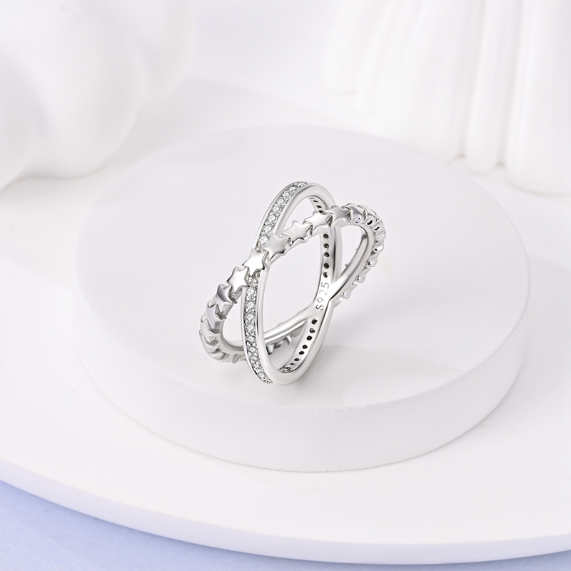 Exquisite 925 Silver Sparkling Starry Orbit Ring, Gift for Her