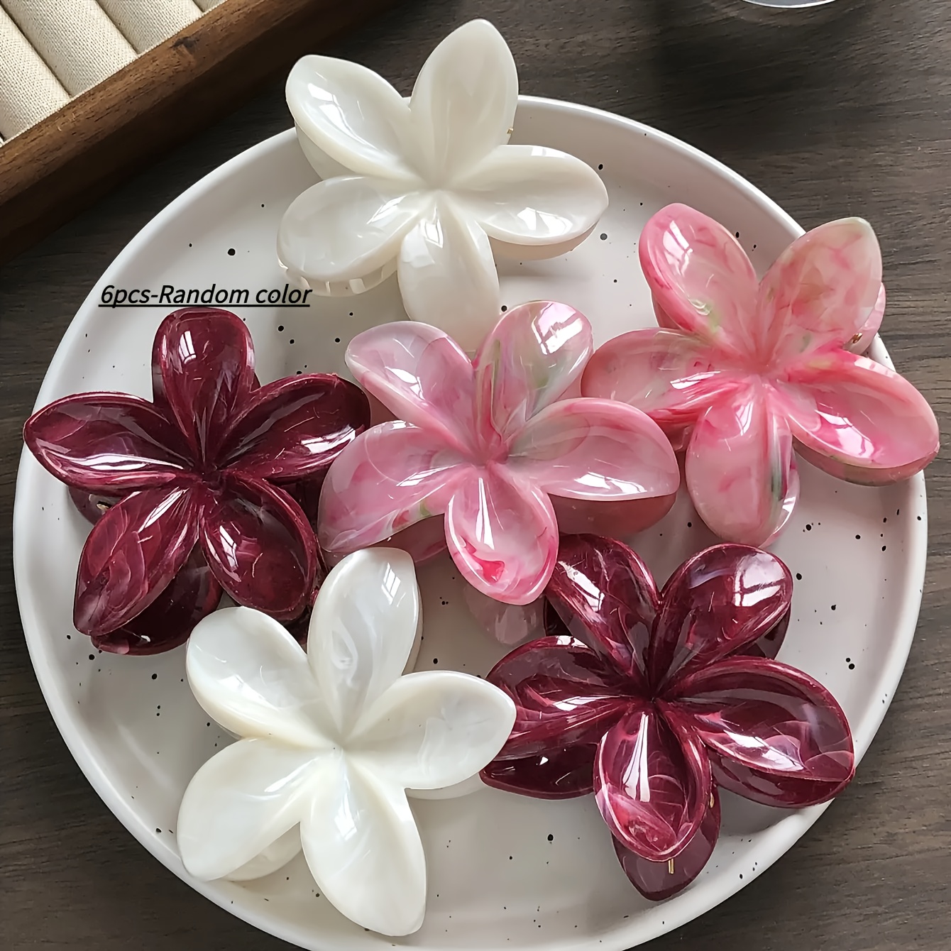 6 Colorful Gradient Hair Clips, Bohemian Back Of Head Shark Clips, Suitable For Beach Vacation Photos Random Color