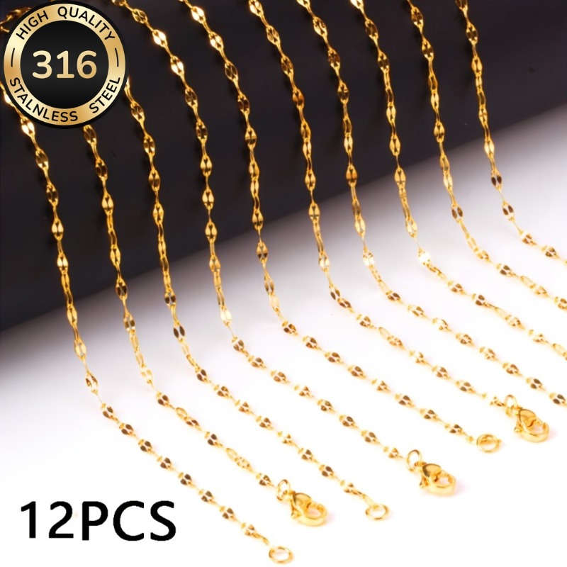 TEMU Collar de cadena para labios, 12 piezas, elegante, collar minimalista para mujer, material de acero inoxidable, hipoalergénico, elegante,
