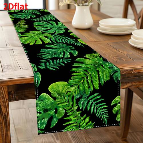 item picture 1pc 2d flat tropical plant printed tablecloth style suitable for summer and dining table decoration is ideal for family parties and indoor or outdoor decor such as in the foyer on coffee tables