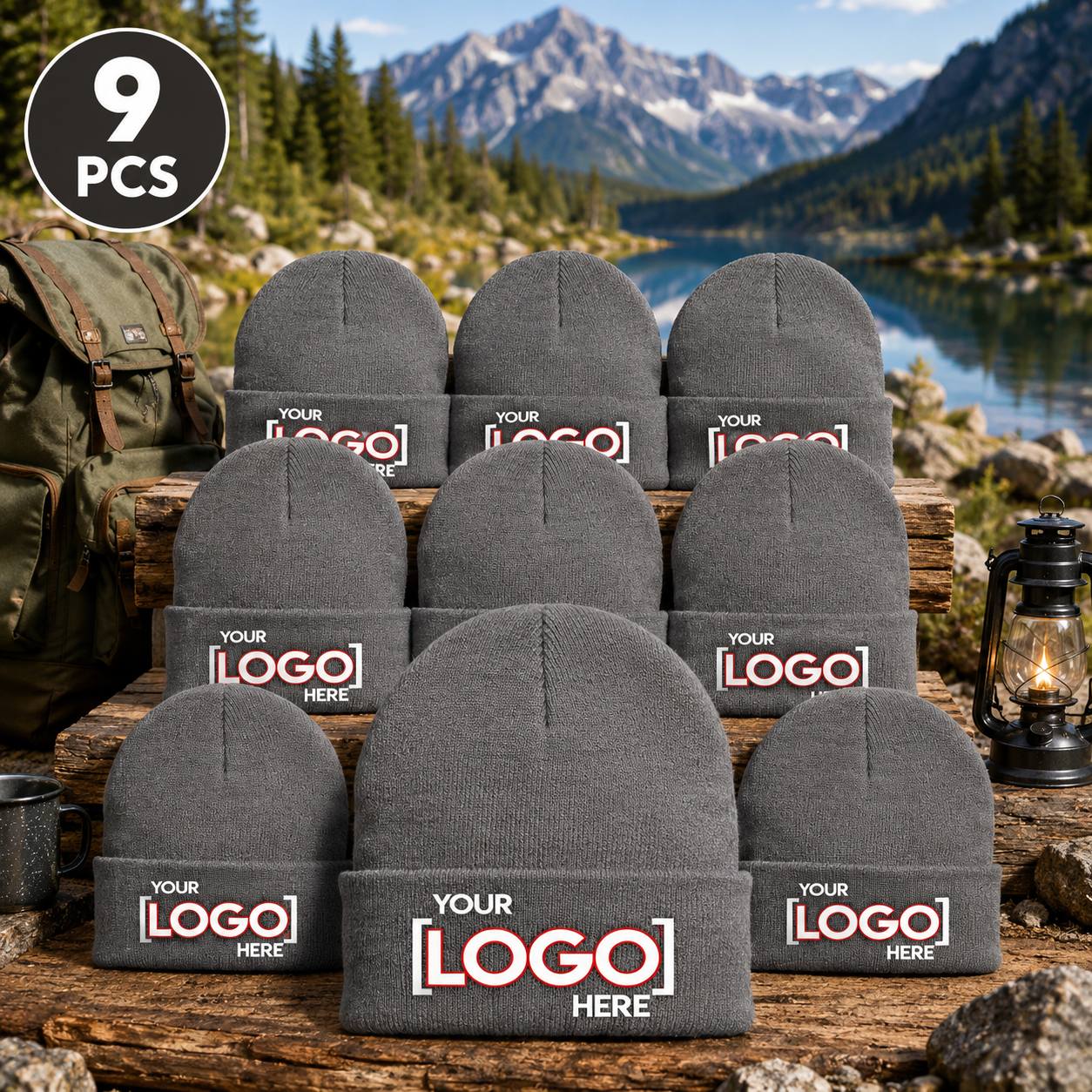 TEMU 9pcs Custom Logo/photo Brimless Hats, Personalized Caps, Winter Warm Ribbed Hats, Unisex Cold Hats, Suitable For Outdoor Daily Wear And Team