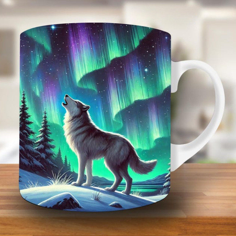 

1pc Ceramic Mug Wolf And Mug Mug, Gift For - Valentine's Day Gift For Special , Romantic Birthday Valentine's Day Gift - Idea Funny Mug, Best Gift , Family, Bestie, Girlfriend