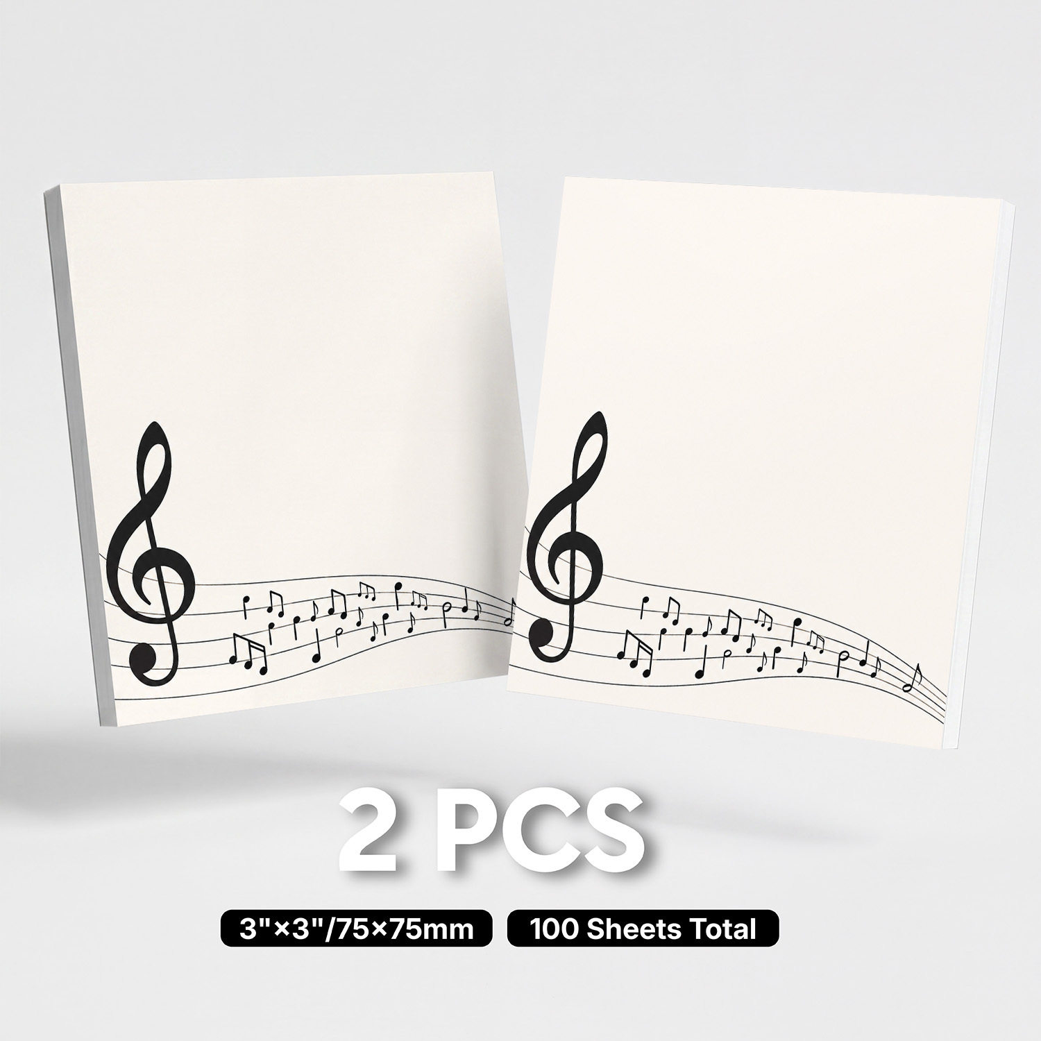 TEMU 2pcs Music Sticky Notes Set, Treble Clef Musical Notes Self-adhesive Memo Pads, 100 Sheets Total, Easy Staff Notepads, Removable Adhesive Notes