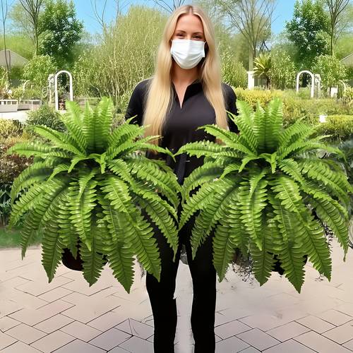 1pc large realistic artificial boston fern tree 34inch tall hanging plastic plant suitable for outdoor decor wedding home office garden porch low maintenance fern for year round decoration