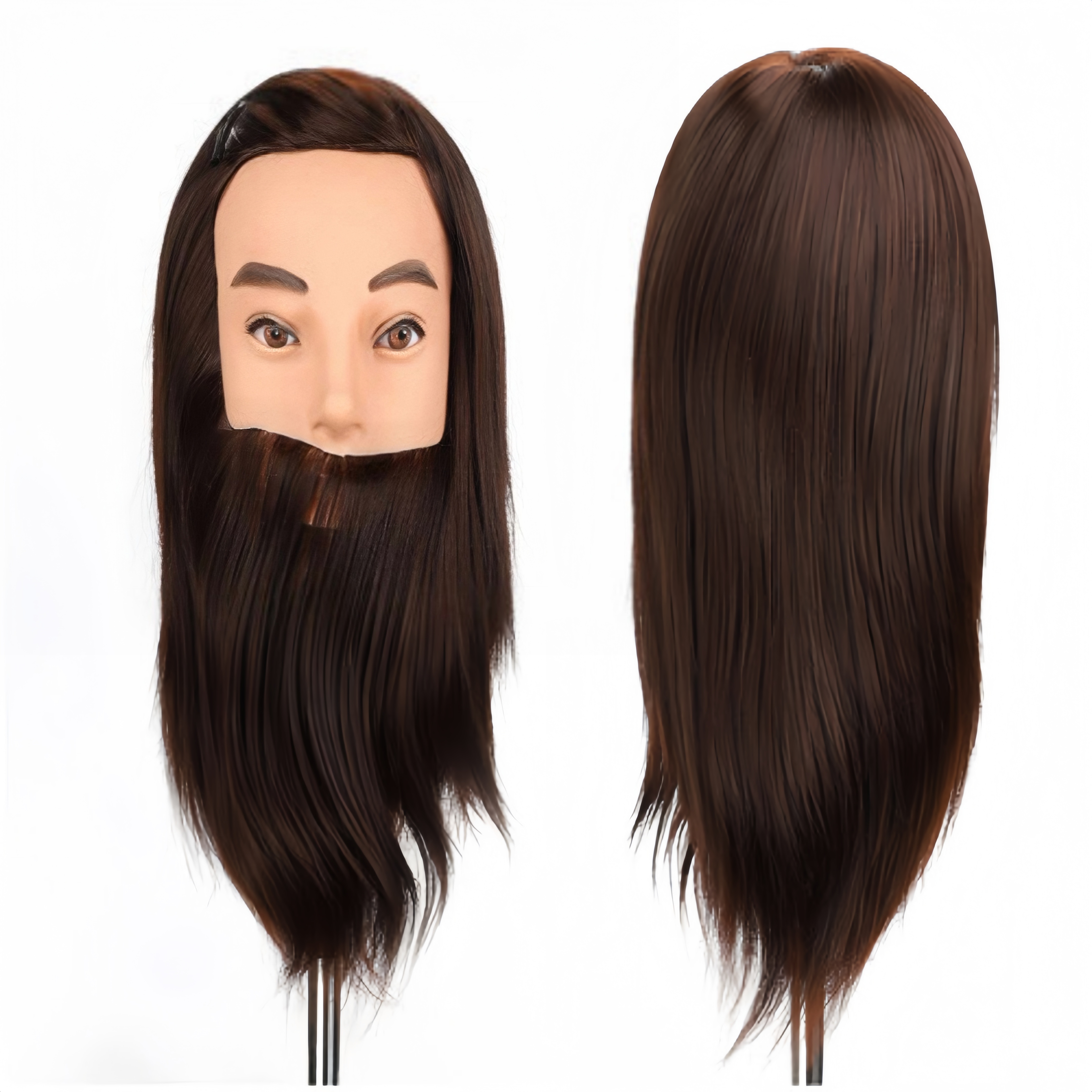 Neverland Training Head, 12-inch Male Mannequin Head Featuring A Beard, Synthetic Hair Styling Head For Braiding & Practice, Beard Styles, Without Desktop Clamp