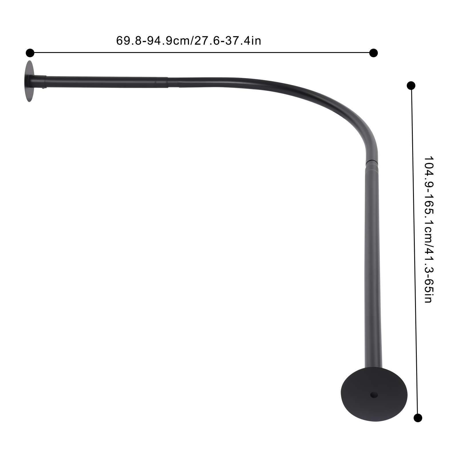 TEMU Tringle à Rideau de Douche Réglable de L, Support Mural en Acier Inoxydable pour Rideau de Douche, Rail pour Baignoires, de Bain, Douches,