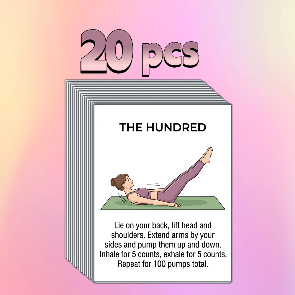TEMU 20pcs Pilates Mat Cards, Training Cards, Fitness Flashcards With Instructions, Home Gym Fitness Cards, , Daily Exercise, Suitable For Home Use,