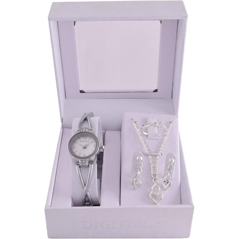 DIGITIME Twist Watch Jewellery Set - Ladies | Non-rechargeable, Wireless Charging Compatible, Made with Non-standard Battery
