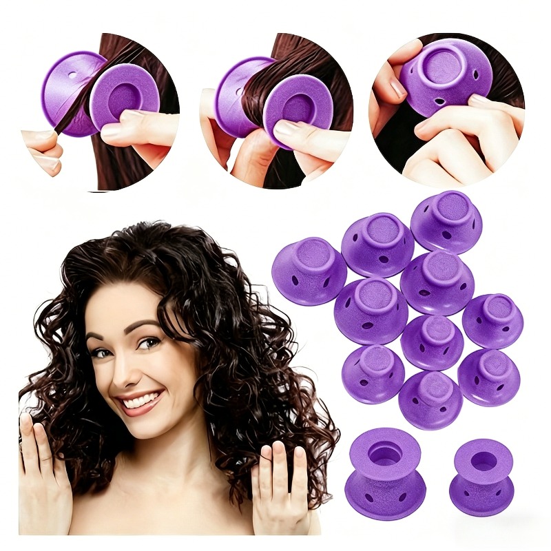 TEMU 24 varillas rizadoras sin aptas para todo tipo de cabello - Ondas permanentes y peinado de cabello , sin para permanente nocturna, uso en salón