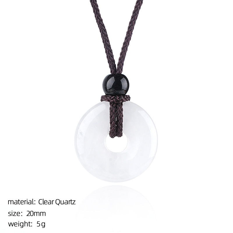 Natural Stone Carved Chinese Safety Knot Pendant Necklace