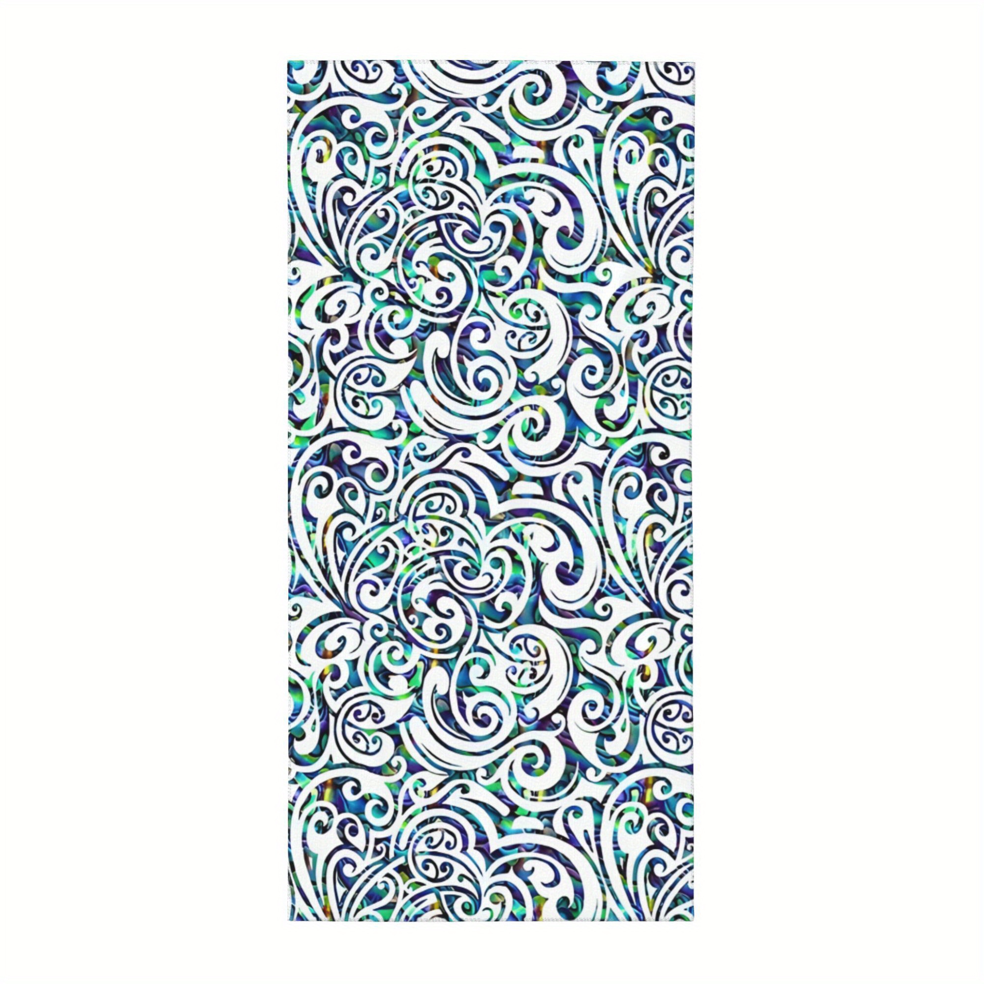 TEMU 1pc New Zealand Maori Paua Towel - Quick-dry Soft Microfiber Suitable For Travel, Pool, Camping & Bathing, Contemporary Maori Tribal With Paua