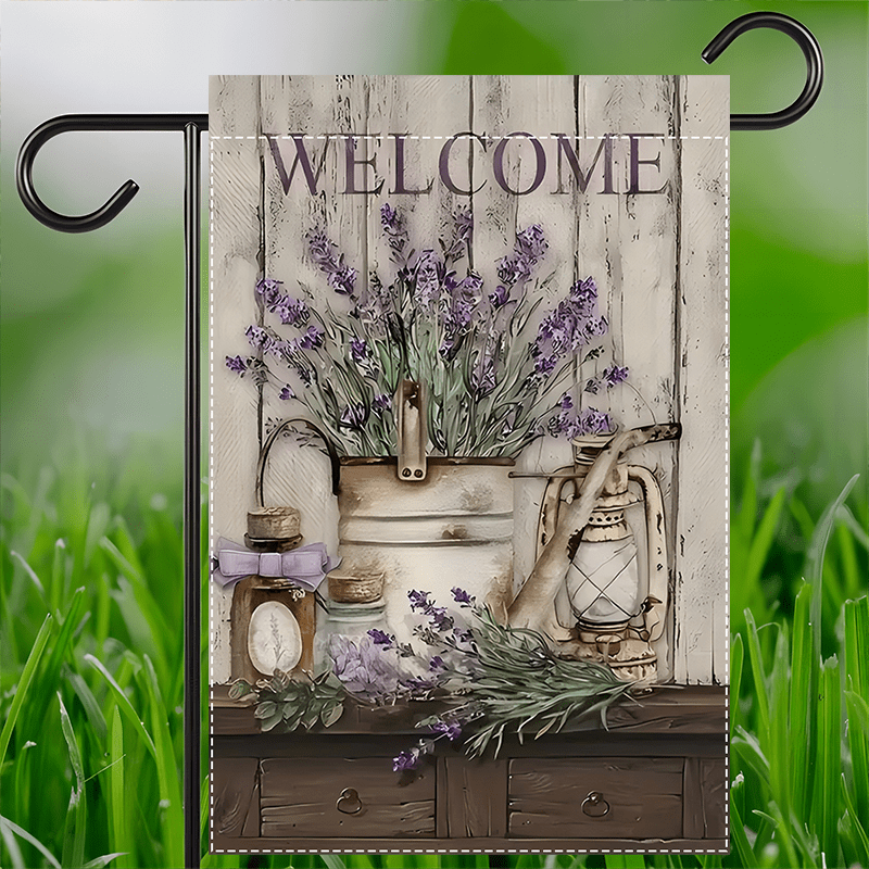 

Lavender & Lanterns Garden Flag - Style, Double-sided, Waterproof Burlap, Outdoor Decor, 12x18inch