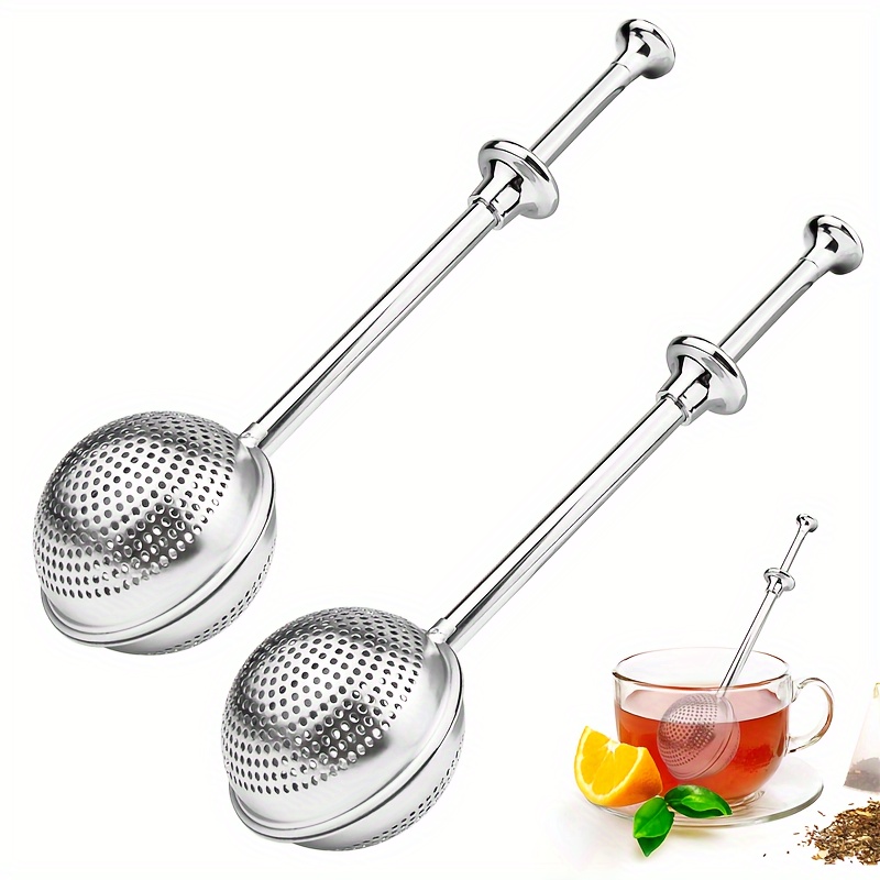 2pcs Stainless Steel Tea Strainers, Press-on Tea Infuser With Teapot Clip, Tealight Filter Ball For Water