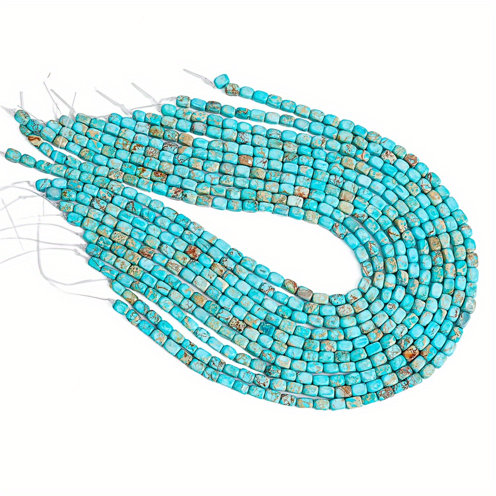 TEMU Blue Sediment Block Bead For Jewelry Making Bracelet Necklace Additions Halloween Christmas Gift 7x5mm, Durable And Multifunctional Craft