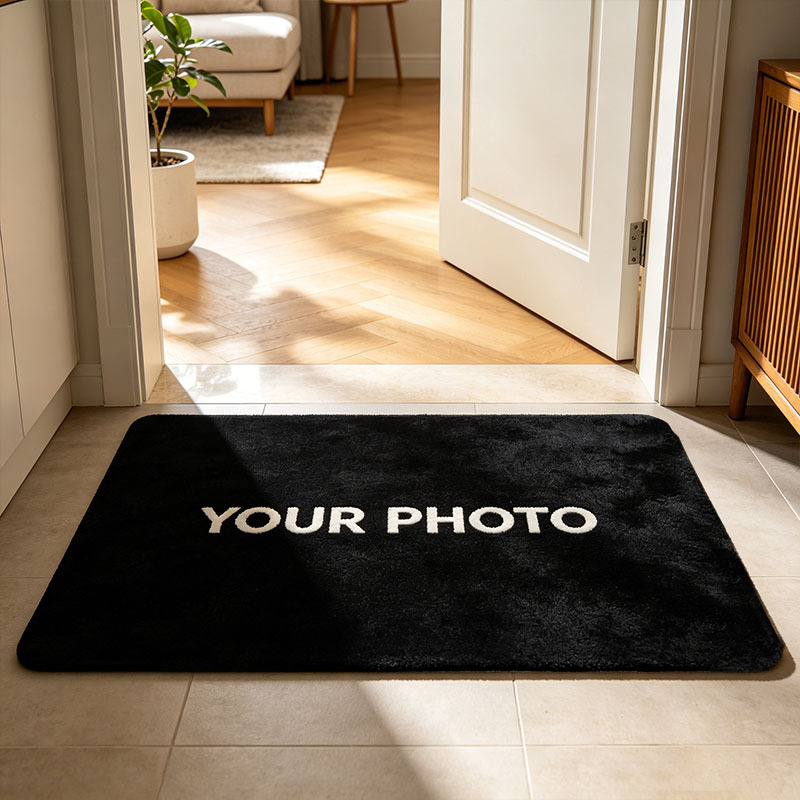 TEMU 1pc Personalized Photo/text/ Doormat - Suitable For Wedding Gifts, Housewarming, Mother's Day - Soft Machine-washable With Backing, Photo For