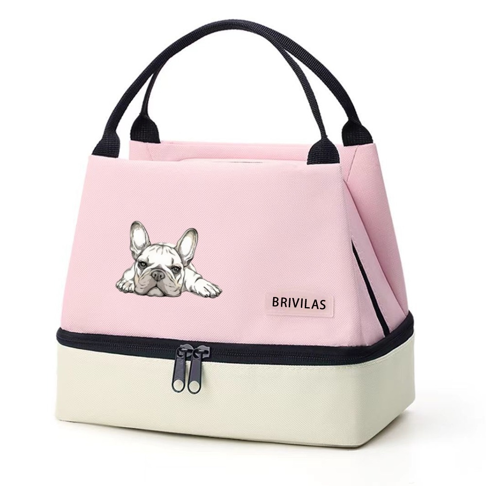 TEMU French Bulldog Lying Down Insulated Bag For Drinks And Lunch - Portable And Durable Aluminum Foil Material - Your Food And Drinks Fresh And