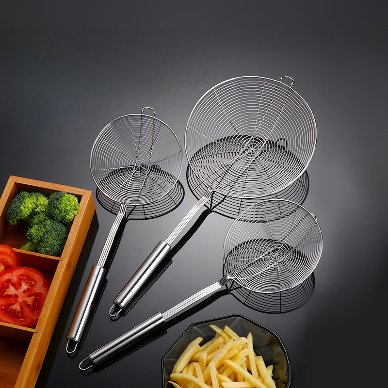 

1 Set Steel Strainer Set - -size Colander And Spoon For , Frying, And