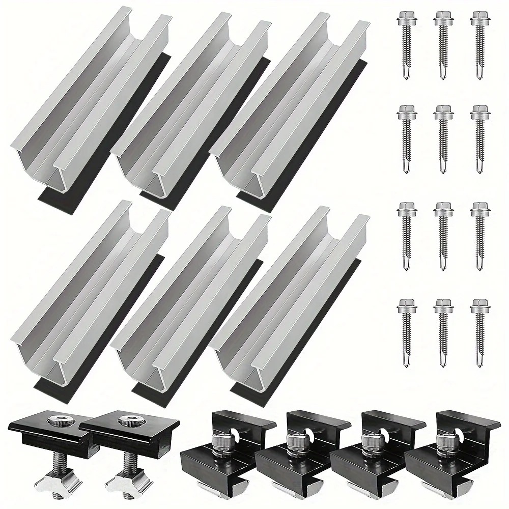 Set Of 12 Solar Photovoltaic Bracket Aluminum Alloy Clamps For Mounting Solar Modules And Panels