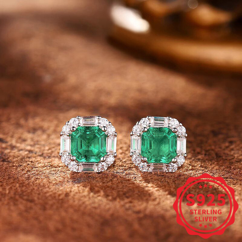 TEMU Halo Earrings For Women Feature Lab Moissanite Set In 925 Sterling Silver With An -shaped Birthstone. Are Elegant And Ideal For Birthdays, New