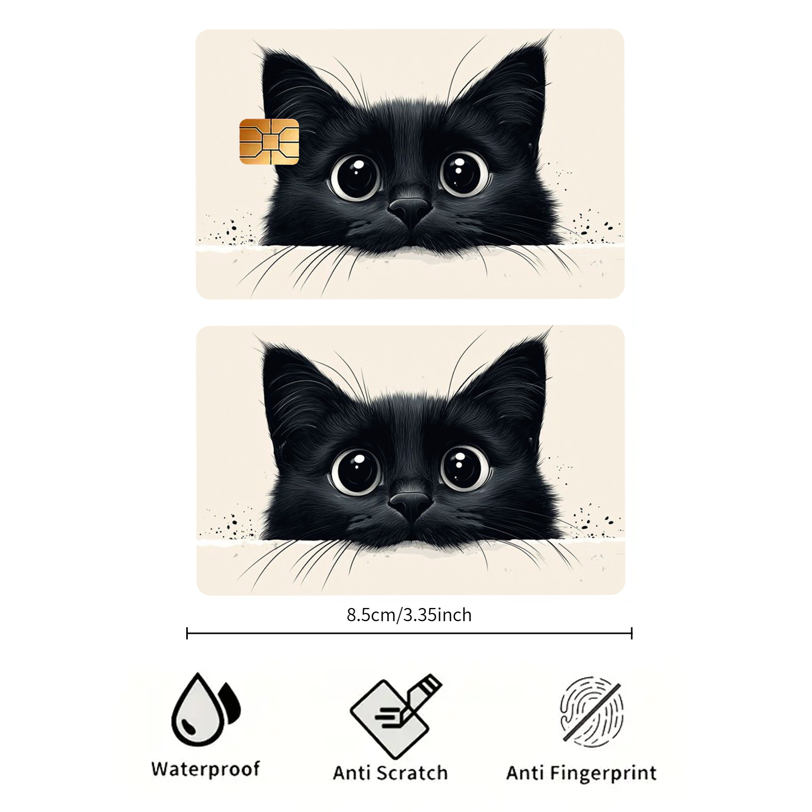 2-pack Cute Black Cat Bank Card Stickers | Matte Anti-fingerprint Surface, For Chip Credit Cards, Privacy-protective And Artistic, Ideal For Business Additions Or Holiday Gifts