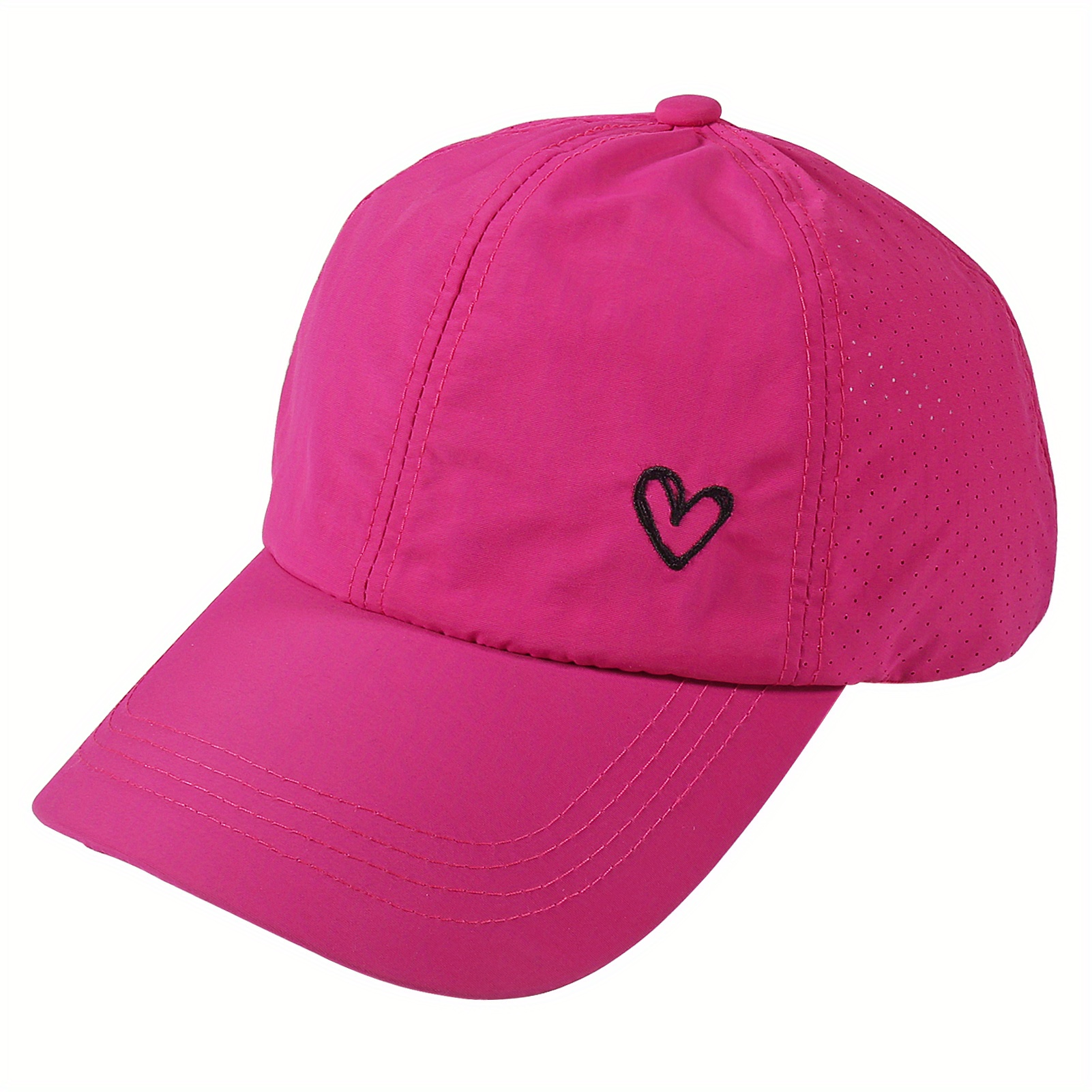 Image of 1x Ediko Unisex Embellished Cross-back Baseball Cap With Embroidered Heart & Tail - Textile Hat Suitable For Outdoor, Golf, Casual Wear - Hand Washable For