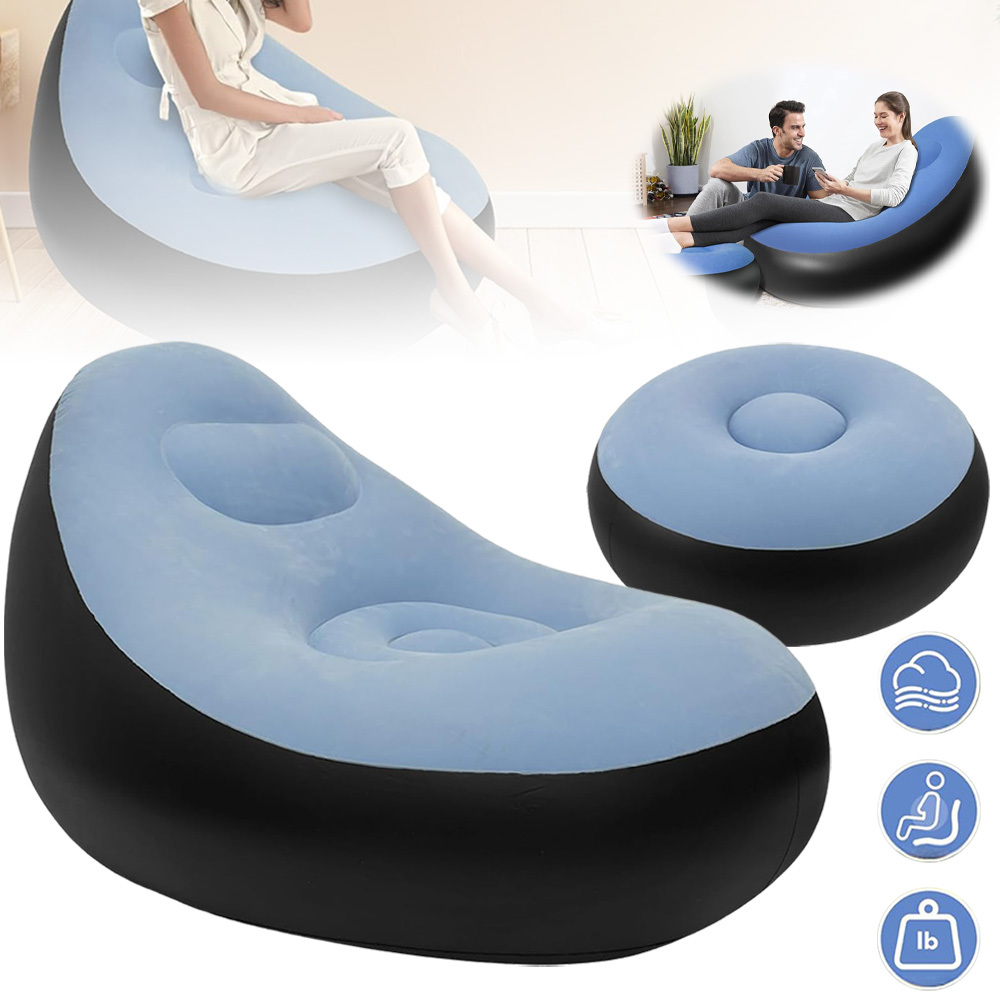 E-shop Luftgefüllter Stuhl mit Fußstütze, aufblasbares Sofa für Erwachsene mit weicher Oberfläche, gemütlicher Luftstuhl, tragbares Luftsofa, ideal für