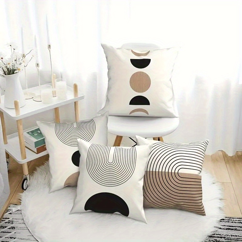 4pcs 2d flat   sided print non embroidered geometric pattern short plush pillowcase machine washable suitable for daily use valentines day mothers day   halloween thanksgiving christmas holiday decor 2d flat Product details 5