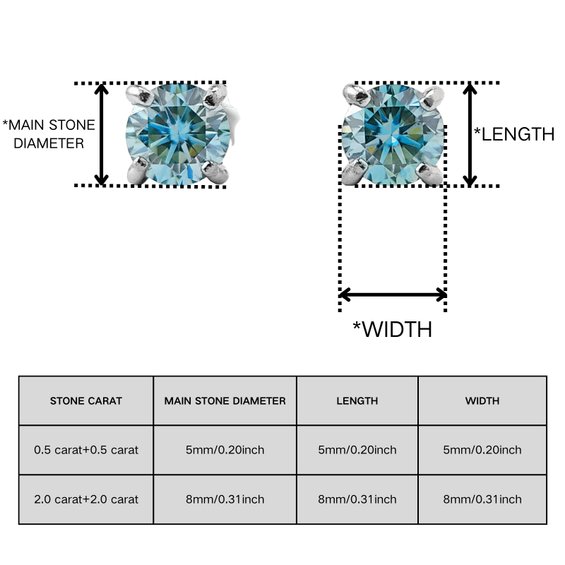 Women's Elegant Light Blue Synthetic Moissanite Earrings