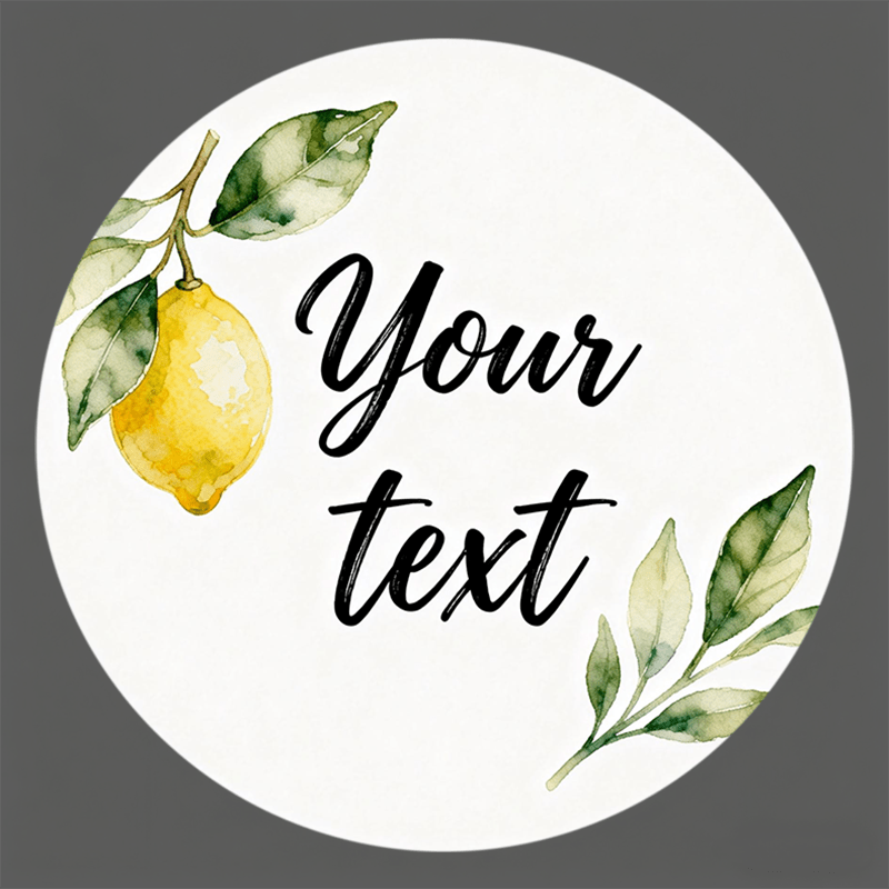TEMU Autocollants ronds multi-tailles personnalisables - Accents d'angle citron aquarelle et feuille verte pour enveloppes d'invitations de mariage,
