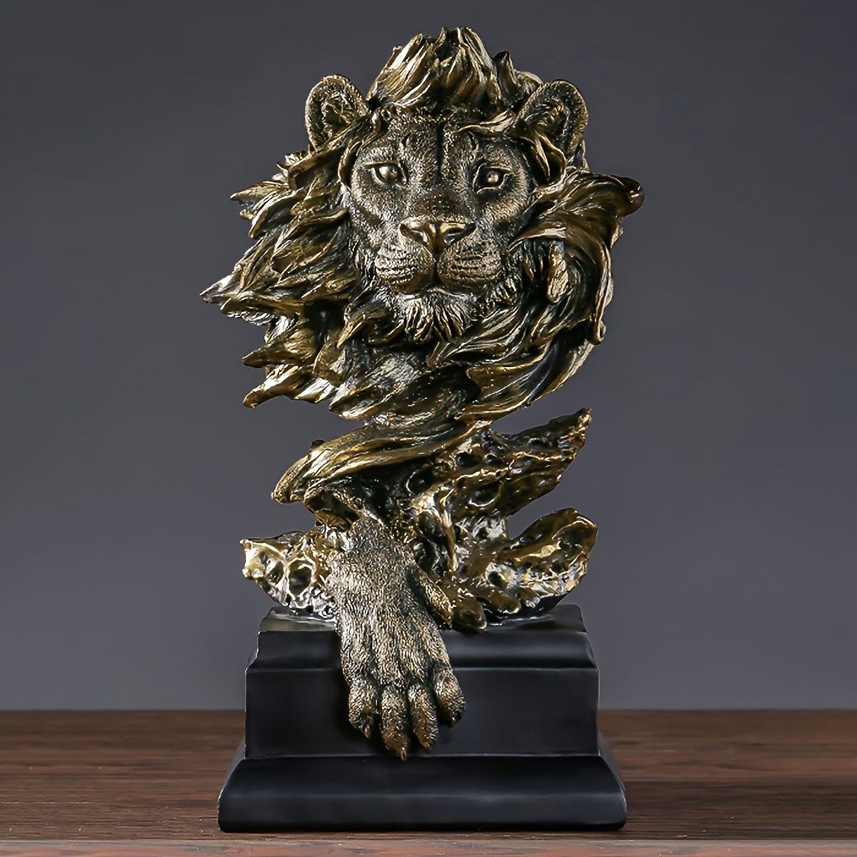 Image of Resin Lion Statue - Versatile Indoor/outdoor Decor For Home, Office, Or Bar | Perfect Graduation Gift